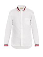 Matchesfashion.com Burberry - Burberry Stripe Trim Cotton Shirt - Mens - White