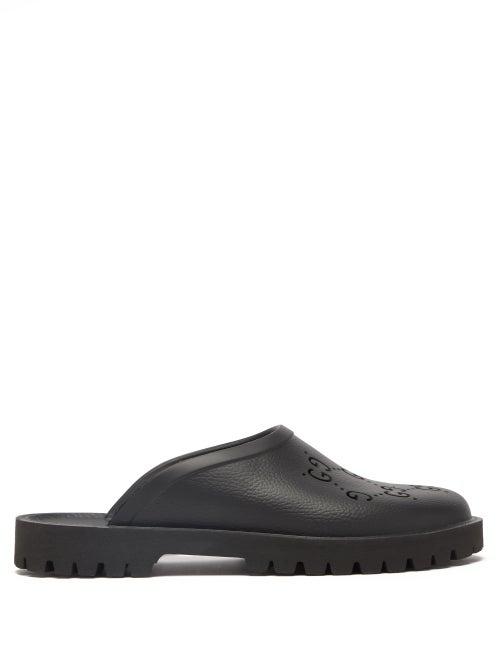 Gucci - Elea Gg Rubber Slides - Mens - Black