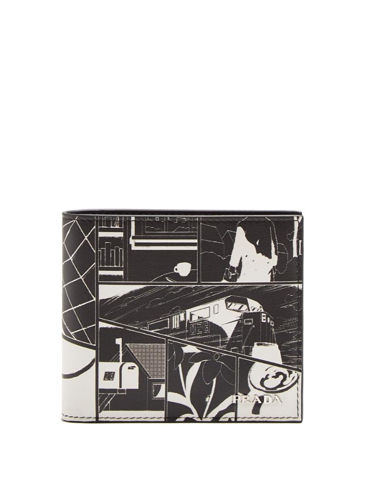 Prada Comic-print Leather Bi-fold Wallet