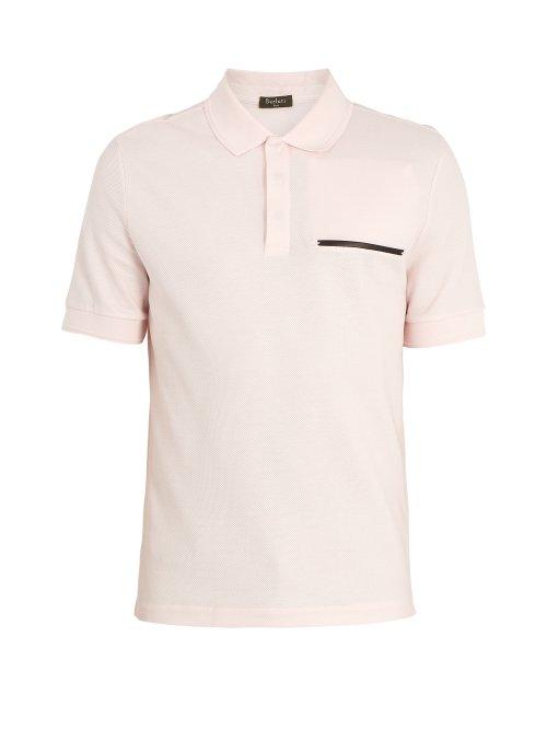 Matchesfashion.com Berluti - Contrast Trim Cotton Blend Polo Shirt - Mens - Light Pink