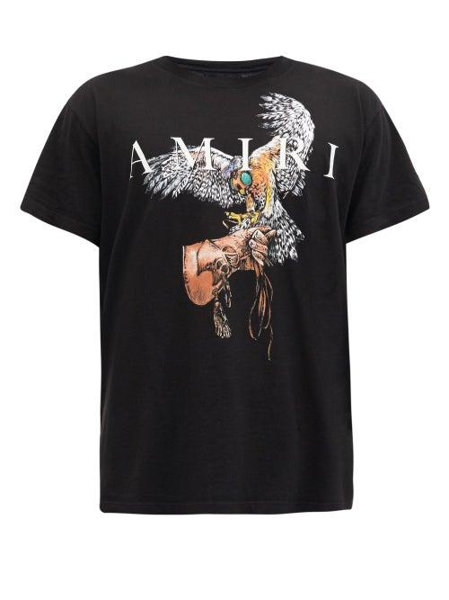 Matchesfashion.com Amiri - Falcon-print Cotton-jersey T-shirt - Mens - Black