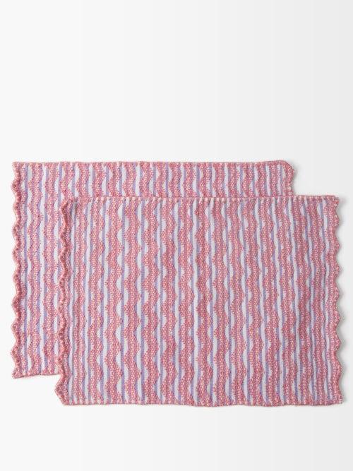 Pippa Holt - Set Of Two No. 174 Zigzag Cotton Placemats - Womens - Purple Multi