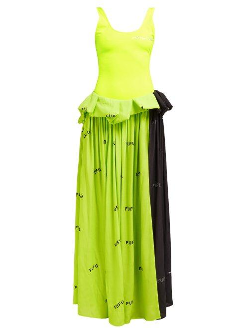 Matchesfashion.com Natasha Zinko - Text Print Stretch Jersey Dress - Womens - Black Multi