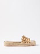 Gianvito Rossi - Marbella 05 Braided-strap Jute Flatforms - Womens - Gold