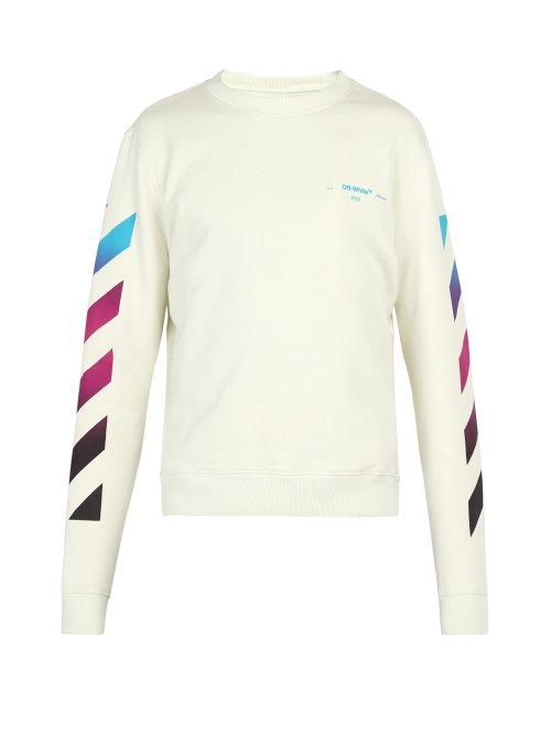 Matchesfashion.com Off-white - Diagonal Gradient Print Cotton Jersey Sweatshirt - Mens - White