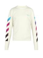 Matchesfashion.com Off-white - Diagonal Gradient Print Cotton Jersey Sweatshirt - Mens - White