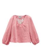 Matchesfashion.com Bernadette - George V-neck Gingham Linen Top - Womens - Red Print