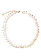 Fry Powers - Pearl & Enamel Studded 14kt Gold Necklace - Womens - Pearl