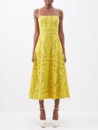 Valentino - Logo-lace Cotton-blend Midi Dress - Womens - Yellow