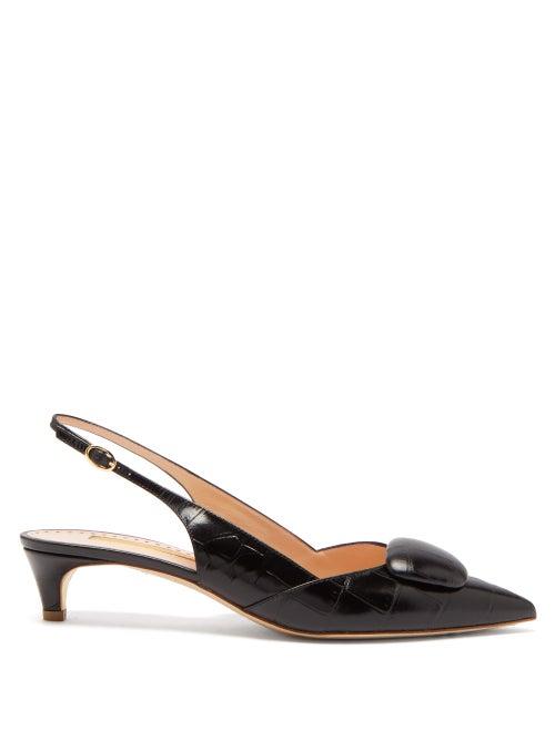 Matchesfashion.com Rupert Sanderson - Misty Crocodile Effect Leather Slingback Pumps - Womens - Black