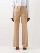 Jw Anderson - Pleated Cotton Straight-leg Trousers - Womens - Tan