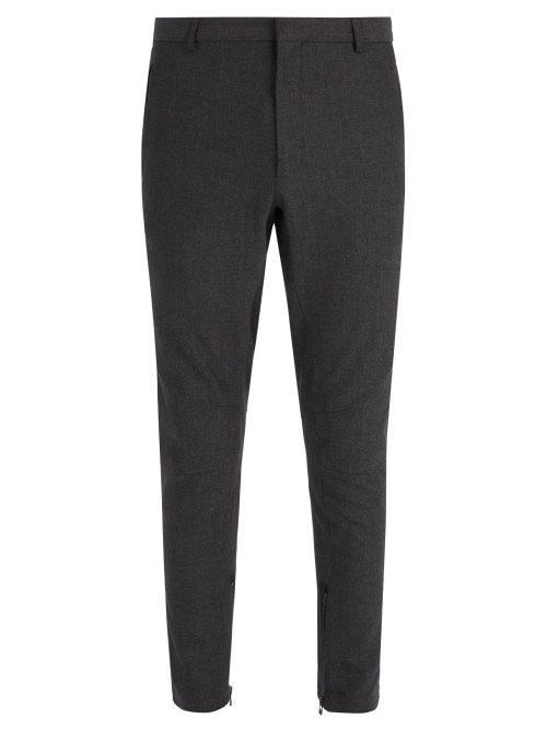 Matchesfashion.com Lanvin - Slim Leg Wool Blend Ankle Zip Trousers - Mens - Grey
