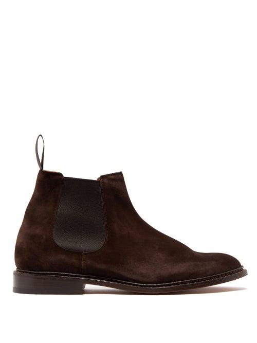 Matchesfashion.com Tricker's - Roxbury Suede Chelsea Boots - Mens - Dark Brown