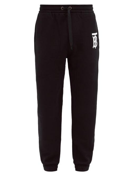Matchesfashion.com Burberry - Gresham Tb-print Cotton Track Pants - Mens - Black