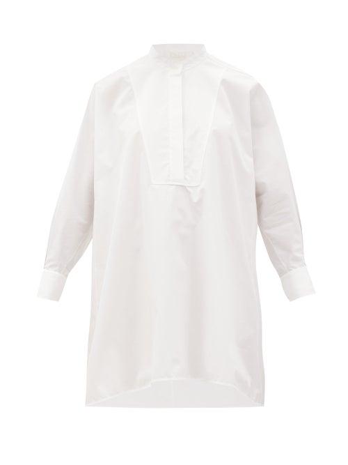 Matchesfashion.com Chlo - Mandarin-collar Cotton-poplin Longline Shirt - Womens - White