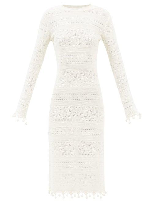 Zimmermann - Postcard Cotton Lace-knitted Midi Dress - Womens - Ivory