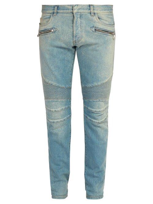 Matchesfashion.com Balmain - Slim Leg Biker Jeans - Mens - Blue