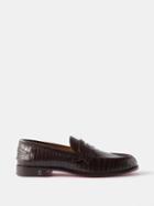 Christian Louboutin - No Penny Crocodile-effect Leathe Loafers - Mens - Brown