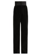 Matchesfashion.com Christopher Kane - Dot Dash Crystal Embellished Velvet Trousers - Womens - Black