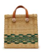 Matchesfashion.com Heimat Atlantica - Chacha Shell Embellished Striped Basket Bag - Womens - Green Multi