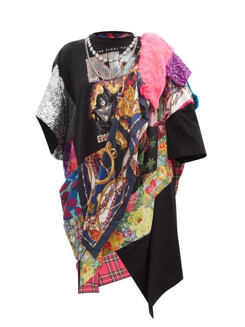 Junya Watanabe - X Versace Kiss-print Patchworked T-shirt Dress - Womens - Black Multi
