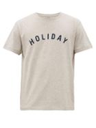 Matchesfashion.com Holiday Boileau - Logo Print Cotton T Shirt - Mens - Grey