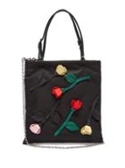 Matchesfashion.com Prada - Blossom Floral Embellished Silk Satin Shoulder Bag - Womens - Black Multi
