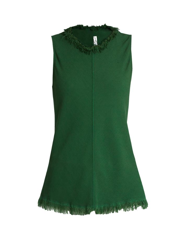 Raquel Allegra Frayed-collar Sleeveless Crepe Top