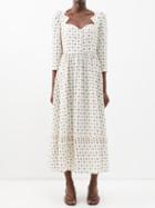 Rhode - Aubrey Floral-print Crepe De Chine Midi Dress - Womens - Cream Multi