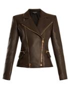Balmain Oversized-lapel Leather Jacket