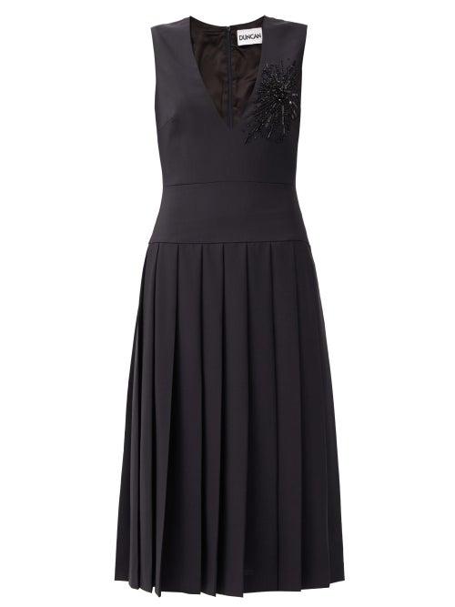Matchesfashion.com Duncan - The Siren Bead-embellished Wool Dress - Womens - Navy