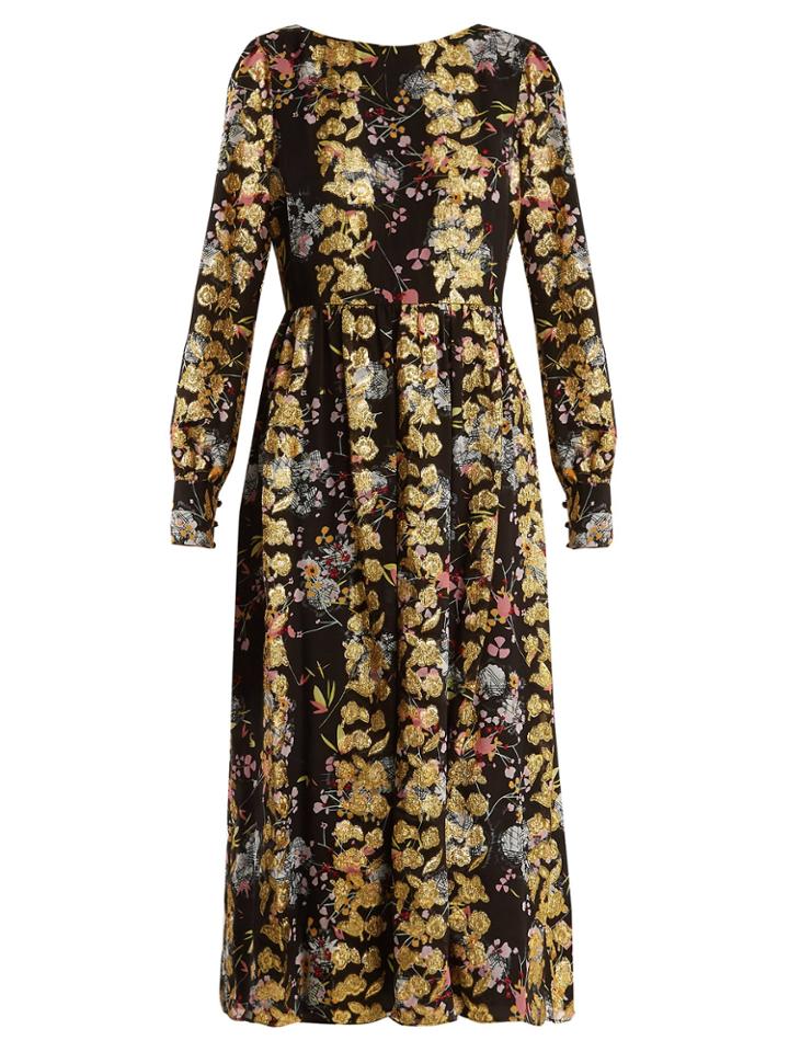 Saloni Camille Floral-print And Jacquard Dress