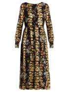 Saloni Camille Floral-print And Jacquard Dress