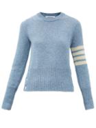 Matchesfashion.com Thom Browne - Four Bar Buttoned Wool Sweater - Womens - Mid Blue