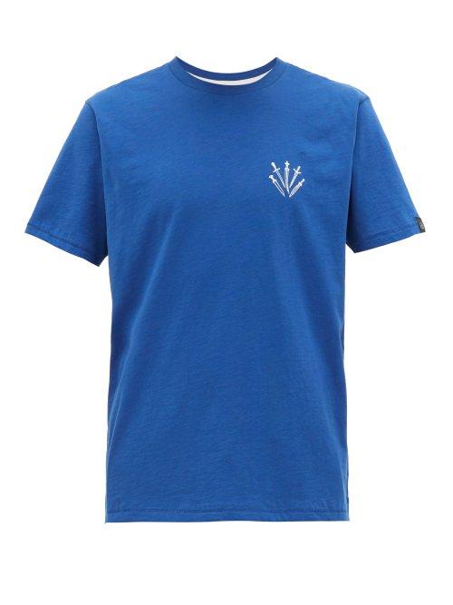 Matchesfashion.com Rag & Bone - Embroidered Daggers Cotton Jersey T Shirt - Mens - Blue