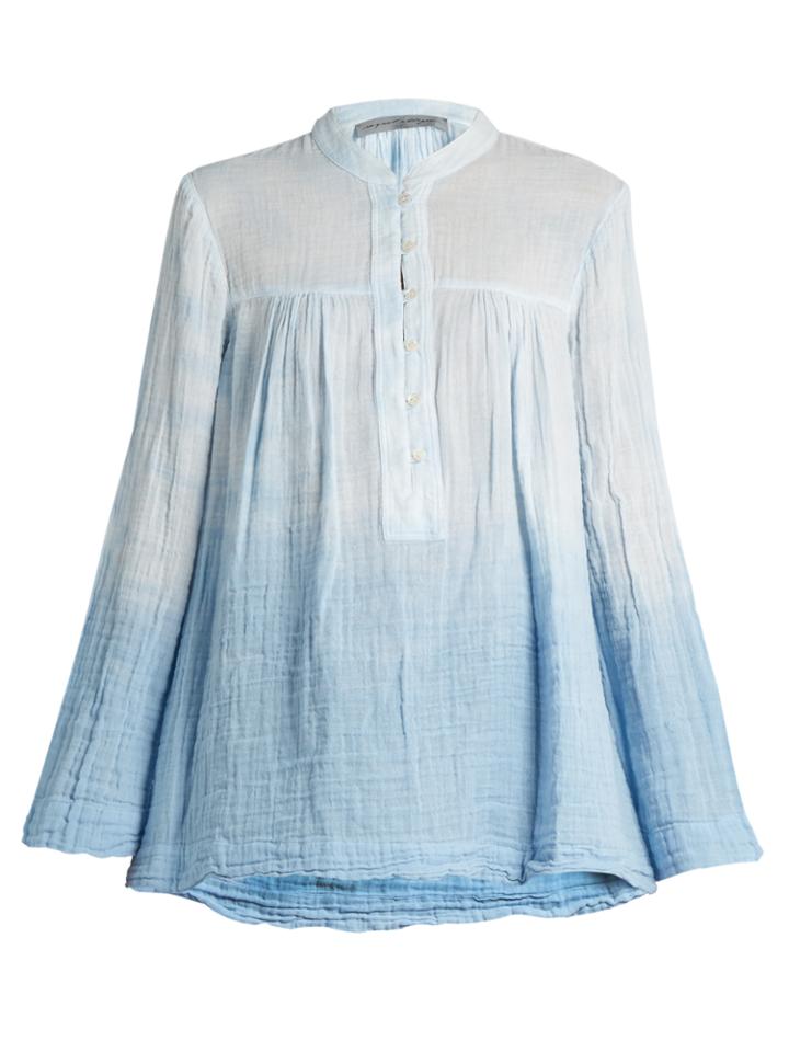 Raquel Allegra Round-neck Cotton-gauze Blouse