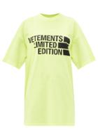 Matchesfashion.com Vetements - Oversized Limited Edition-print Cotton T-shirt - Womens - Yellow