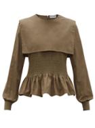 Matchesfashion.com Molly Goddard - Lucy Bib Overlay Cotton Top - Womens - Khaki