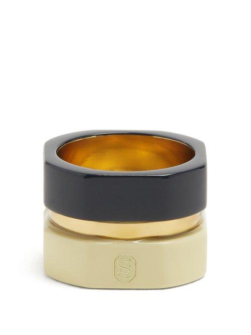 Matchesfashion.com Objet Singulier - Geometric Tri Colour Ring - Womens - Black White