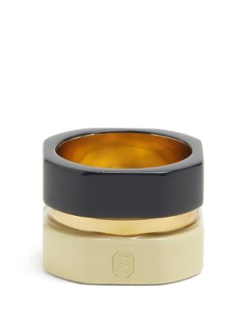 Matchesfashion.com Objet Singulier - Geometric Tri Colour Ring - Womens - Black White