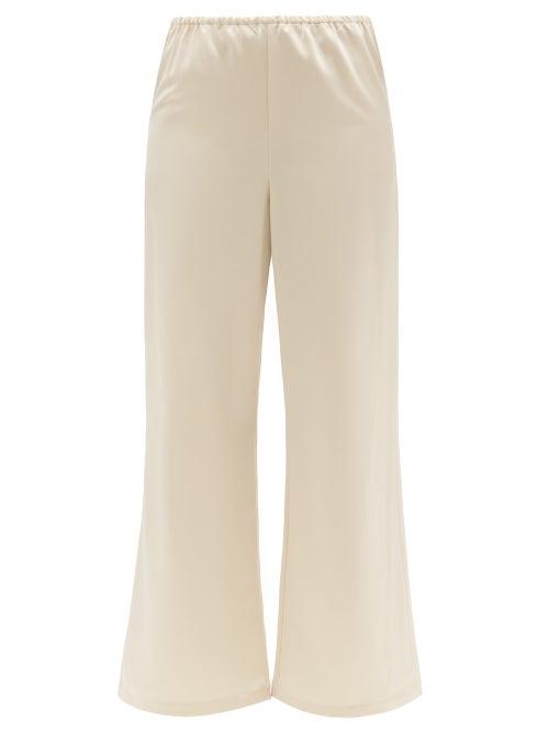 Totme - Flared Satin Trousers - Womens - Ivory