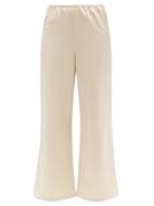 Totme - Flared Satin Trousers - Womens - Ivory