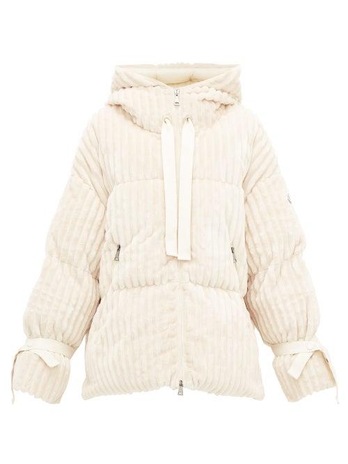 Matchesfashion.com Moncler - Loire Hooded Corduroy Velvet Jacket - Womens - Ivory