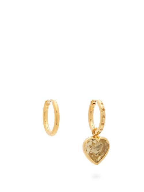 Matchesfashion.com Theodora Warre - Mismatched Topaz Hoop Earrings - Womens - Gold
