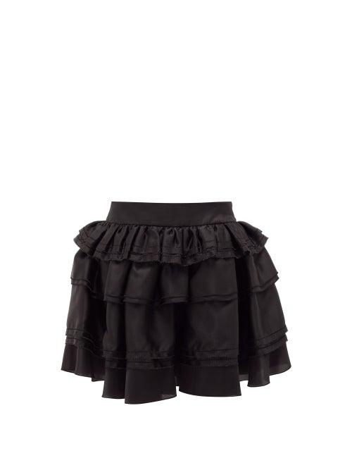 Matchesfashion.com Alexandre Vauthier - Tiered Satin-organza Skirt - Womens - Black