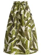 Oscar De La Renta Leaf-jacquard Midi Skirt