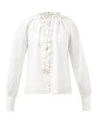 Zimmermann - Postcard Shell-embellished Ramie Blouse - Womens - Ivory