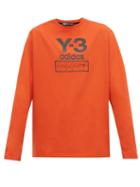 Matchesfashion.com Y-3 - Logo Print Long Sleeved Cotton T Shirt - Mens - Orange