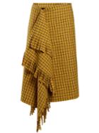 Balenciaga Ruffle-detail Checked Wool Skirt