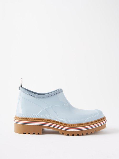Thom Browne - Rubber Rain Boots - Mens - Light Blue / Grey